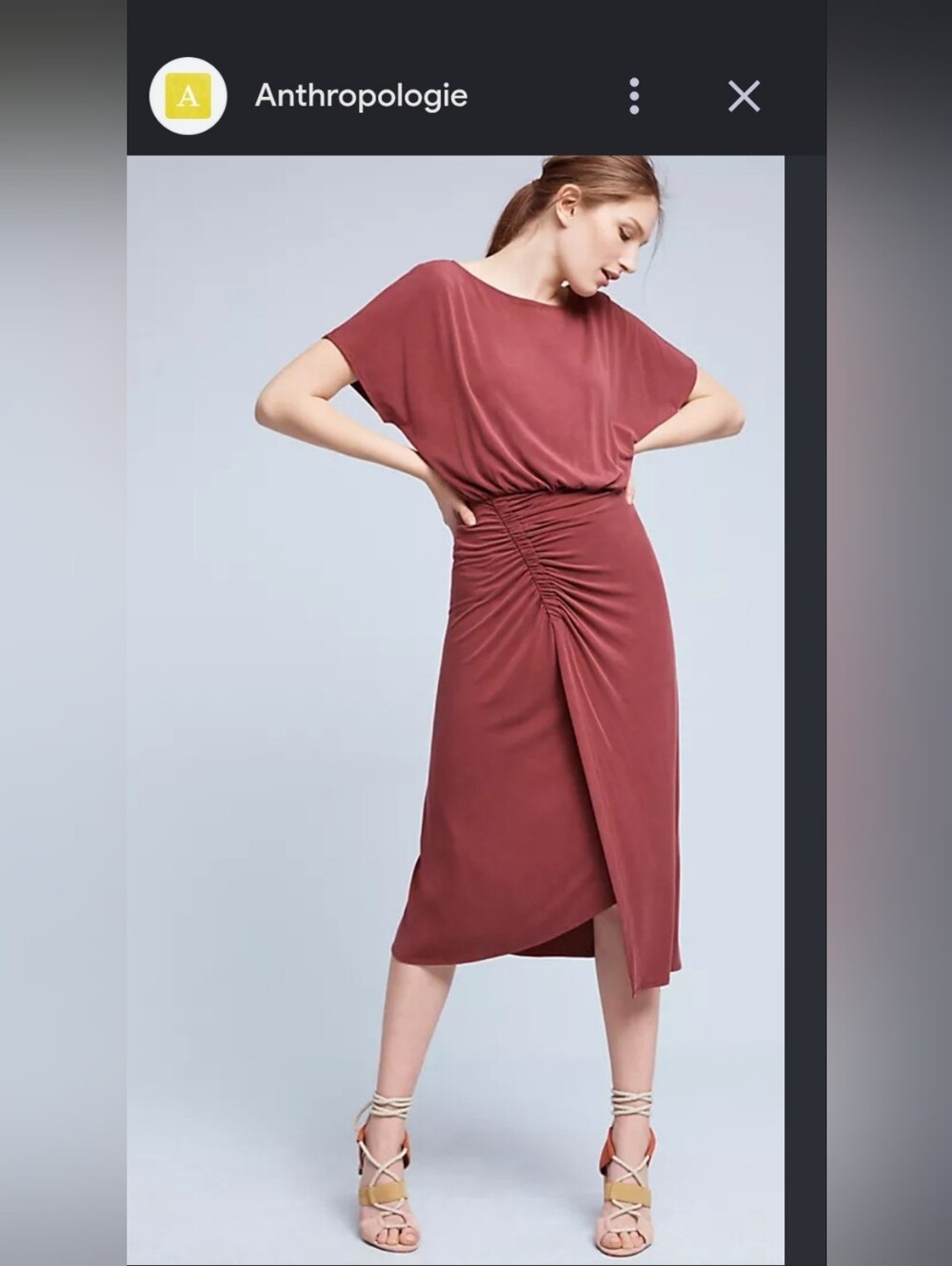 Anthropologie Moulinette Soeurs Etta Ruched Midi Dress Size M
